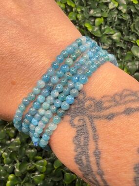 4mm Natural Apatite Beaded Bracelet